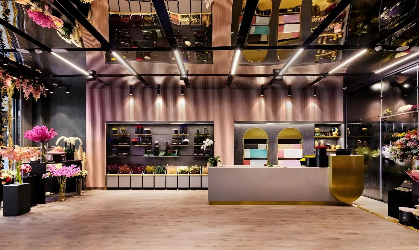 Retail store with custom display counters